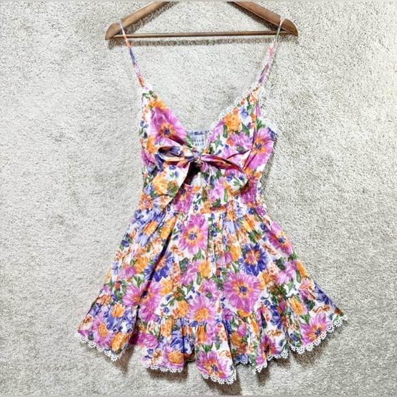 Hello Molly Floral Mini Dress - Pink and Orange - Picture 4 of 12